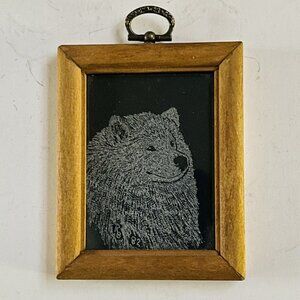 Wolf Art Wood Frame Animal Signed RB 82 Vintage Single Wooden